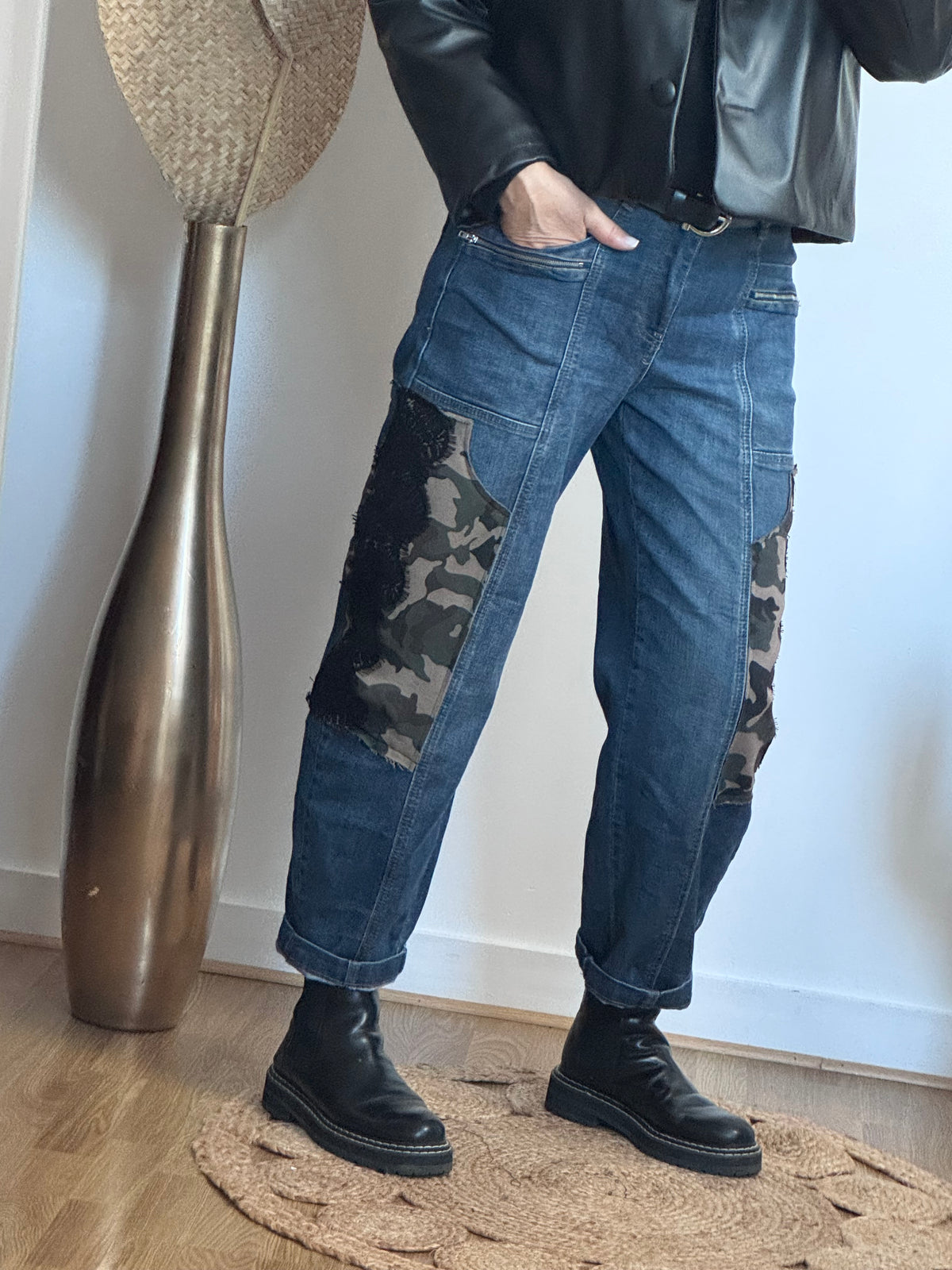Jean baggy camouflage et dentelle
