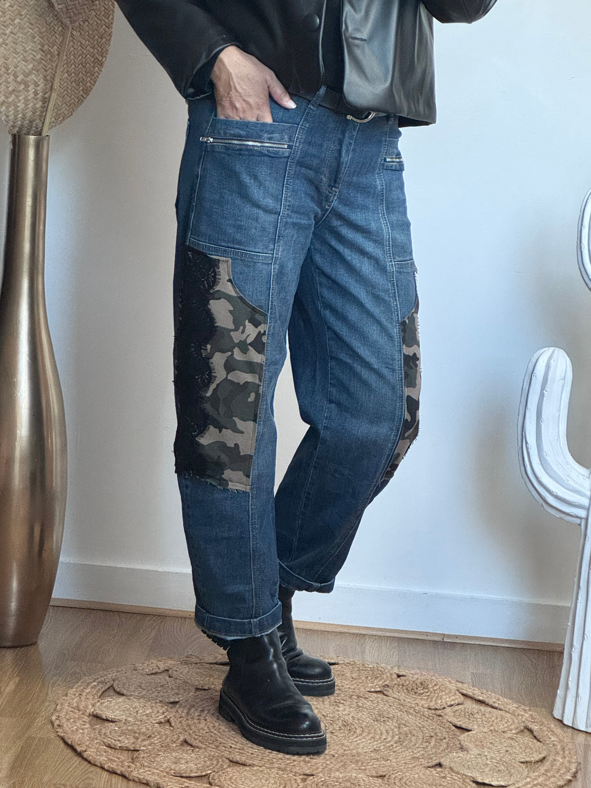 Jean baggy camouflage et dentelle