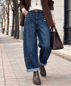 Jean barrel boutons