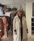 Veste longue suédine beige