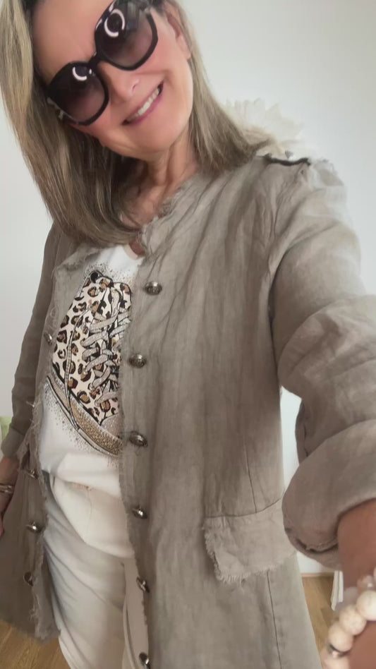 Veste lin taupe TU 42/48